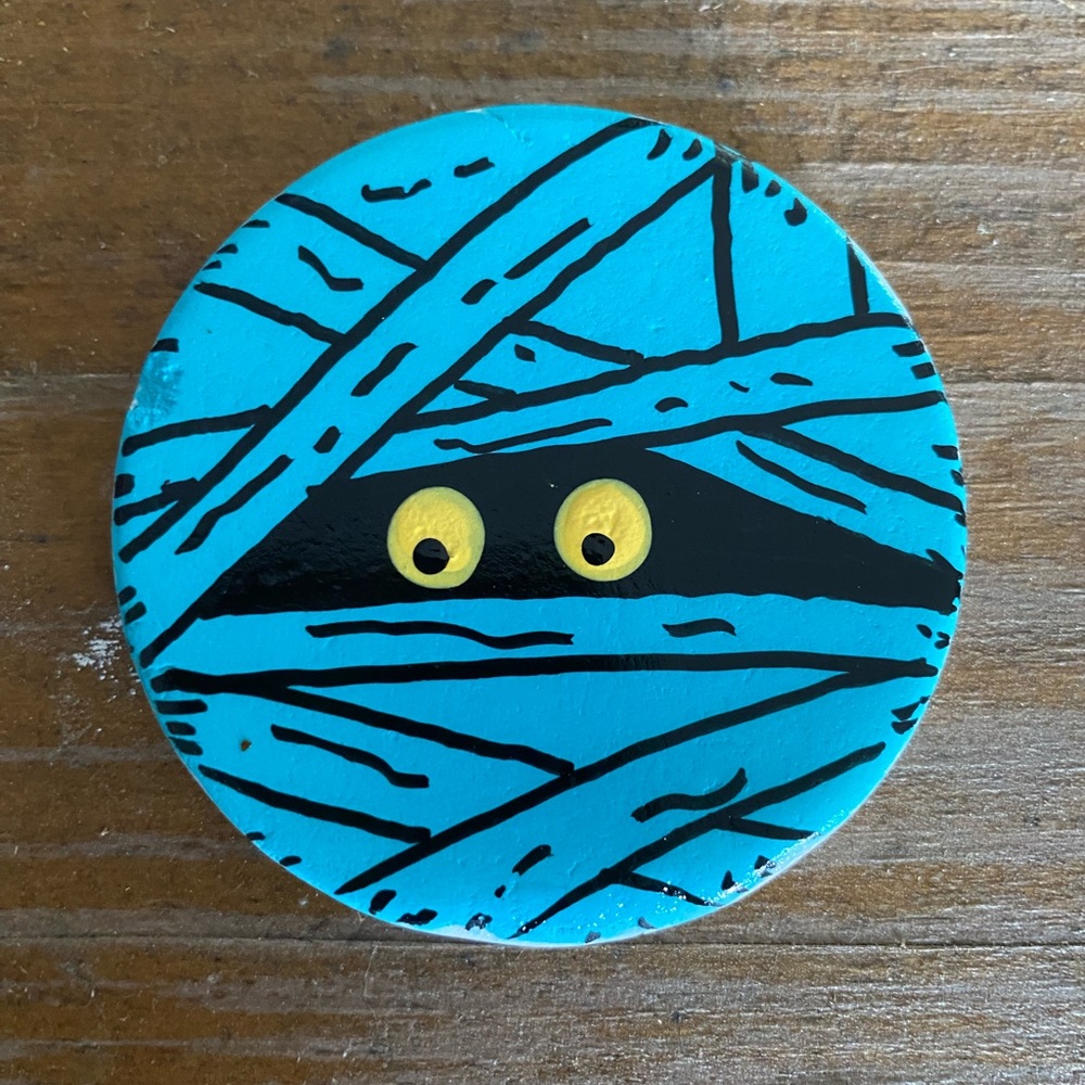 Hand Crafted Halloween Mummy Santorini Painted Rock